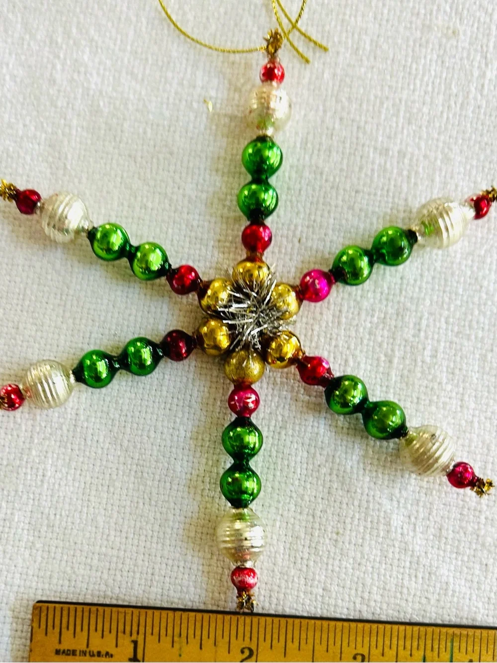 Vintage repurposed mercury, glass bead flowers holiday Christmas ornaments